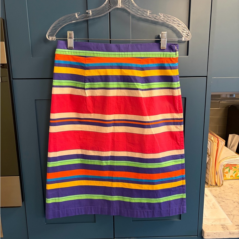 NWT NEW Frances Valentine Womens 8 Cotton Stretch Striped Trixie Skirt Slim